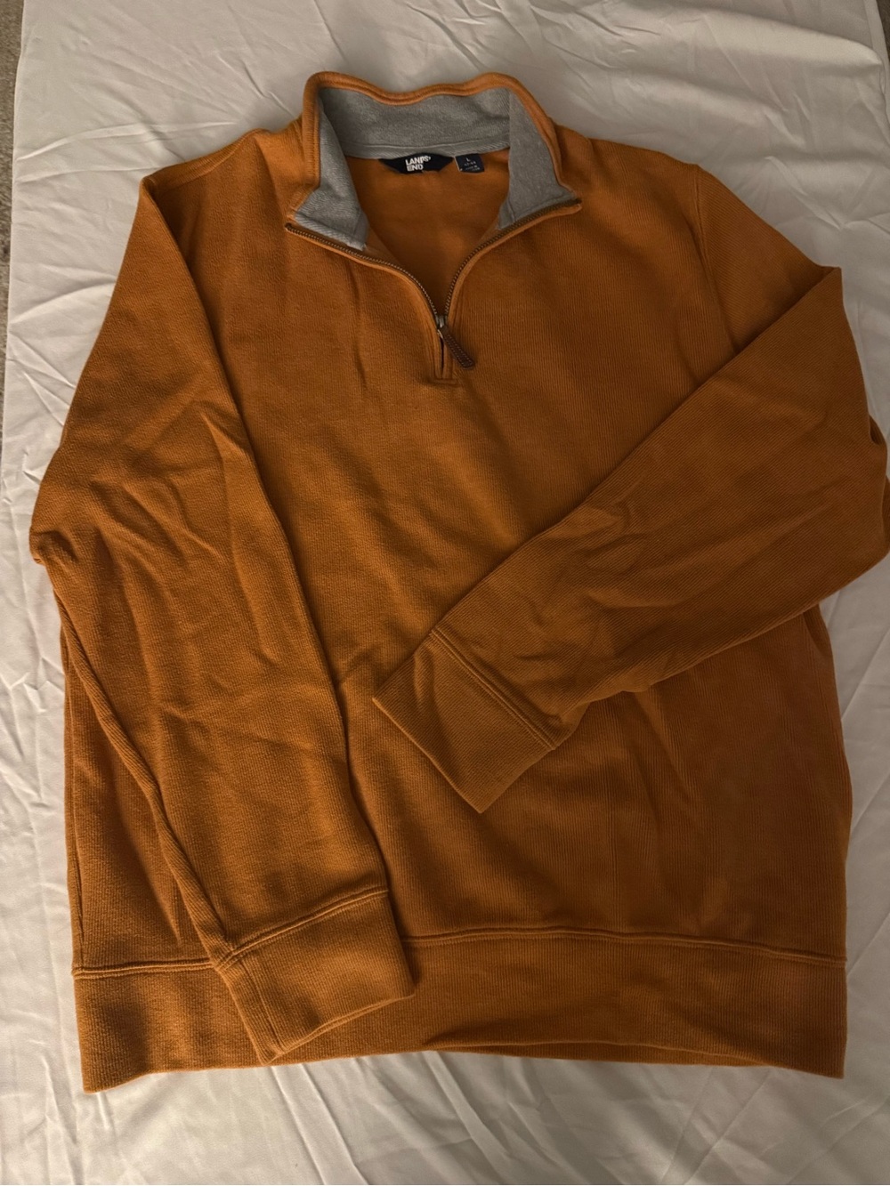 Lands' End Men's Half-Zip Sweater Jacket - Rust Orange